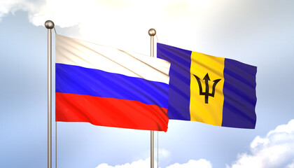 Russia and Barbados Flag Together A Concept of Realations