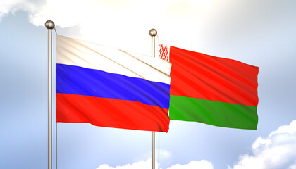 Russia and Belarus Flag Together A Concept of Realations
