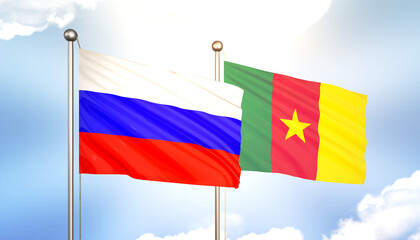 Russia and Cameroon Flag Together A Concept of Realations