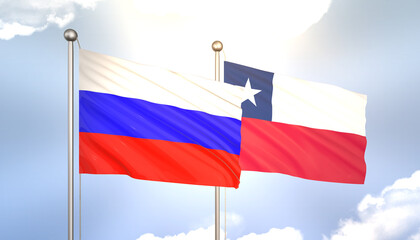 Russia and Chile Flag Together A Concept of Realations