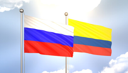 Russia and Colombia Flag Together A Concept of Realations