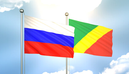 Russia and Congo Republic Flag Together A Concept of Realations