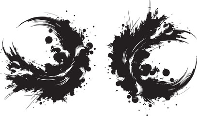 Hand drawn circle shape. label, logo design element. Brush abstract wave. Black enso zen symbol. Vector illustration. Object