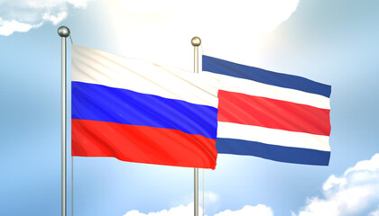 Russia and Costa Rica Flag Together A Concept of Realations