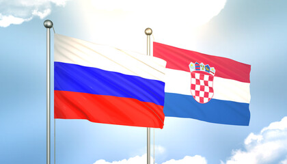 Russia and Croatia Flag Together A Concept of Realations