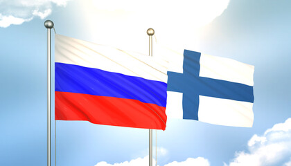 Russia and Finland Flag Together A Concept of Realations