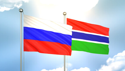 Russia and Gambia Flag Together A Concept of Realations