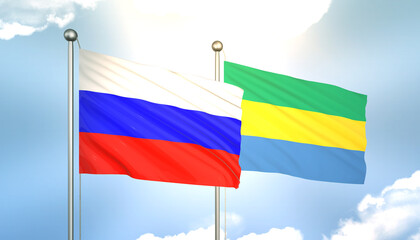 Russia and Gabon Flag Together A Concept of Realations