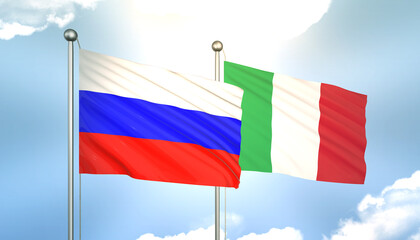 Russia and Italy Flag Together A Concept of Realations