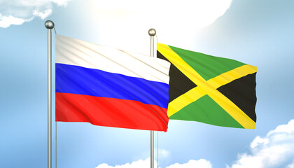 Russia and Jamaica Flag Together A Concept of Realations