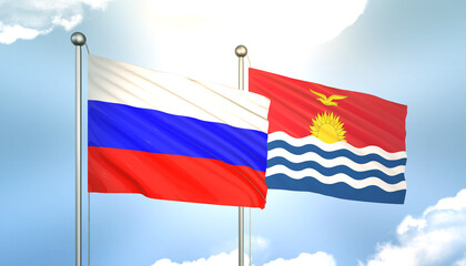 Russia and Kiribati Flag Together A Concept of Realations
