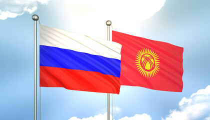 Russia and Kyrgyzstan Flag Together A Concept of Realations
