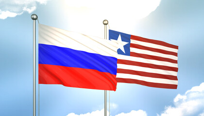 Russia and Liberia Flag Together A Concept of Realations