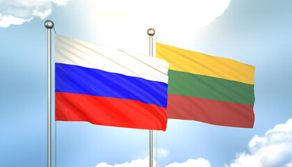 Russia and Lithuania Flag Together A Concept of Realations