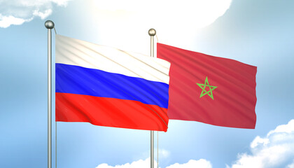 Russia and Morocco Flag Together A Concept of Realations