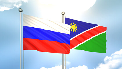 Russia and Namibia Flag Together A Concept of Realations