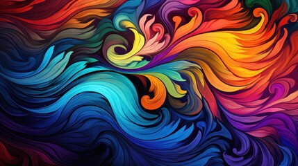 Psychedelic Swirls: Mesmerizing Swirling Colors and Shapes, Vivid Changing Patterns, Hypnotic Psychedelic Effect