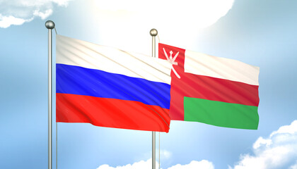 Russia and Oman Flag Together A Concept of Realations