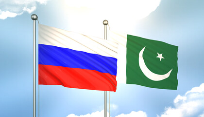 Russia and Pakistan Flag Together A Concept of Realations