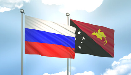 Russia and Papua New Guinea Flag Together