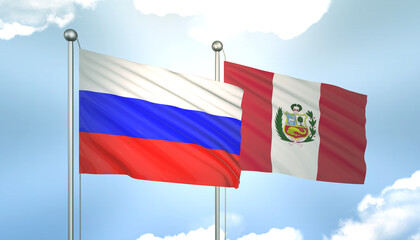 Russia and Peru Flag Together A Concept of Realations