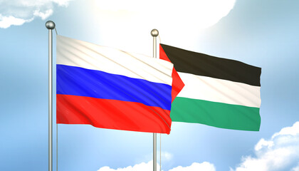 Russia and Palestine Flag Together A Concept of Realations