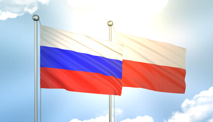 Russia and Poland Flag Together A Concept of Realations