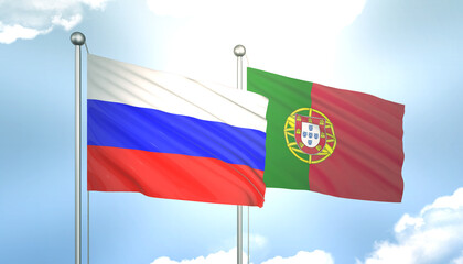 Russia and Portugal Flag Together A Concept of Realations