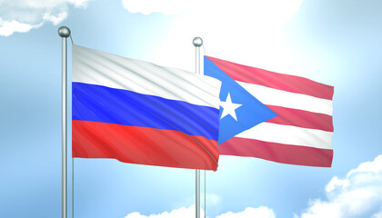 Russia and Puerto Rico Flag Together A Concept of Realations