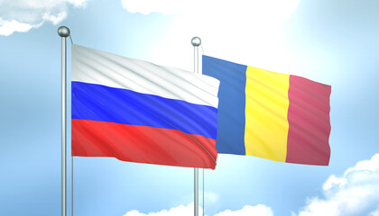 Russia and Romania Flag Together A Concept of Realations