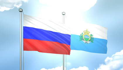 Russia and San Marino Flag Together A Concept of Realations
