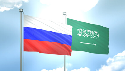Russia and Saudi Arabia Flag Together A Concept of Realations