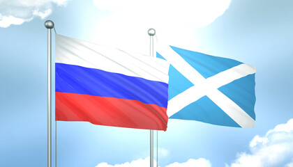 Russia and Scotland Flag Together A Concept of Realations