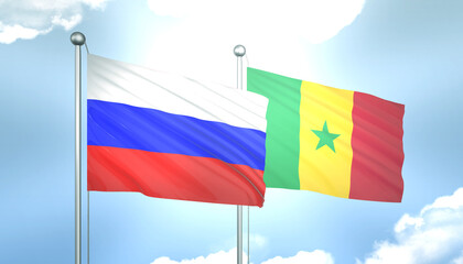 Russia and Senegal Flag Together A Concept of Realations