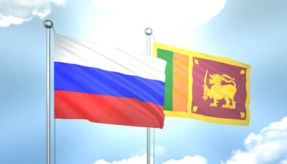 Russia and Sri Lanka Flag Together A Concept of Realations