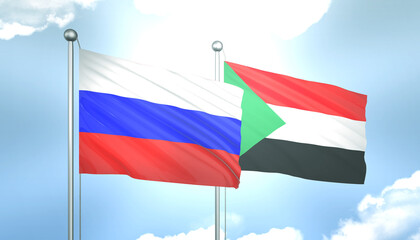 Russia and Sudan Flag Together A Concept of Realations