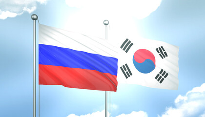 Russia and South Korea Flag Together A Concept of Realations