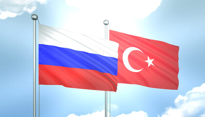 Russia and Turkey Flag Together A Concept of Realations