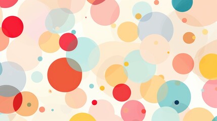 Abstract Polka Dots: Playful Overlapping Polka Dots in Various Colors and Sizes on Light Background
