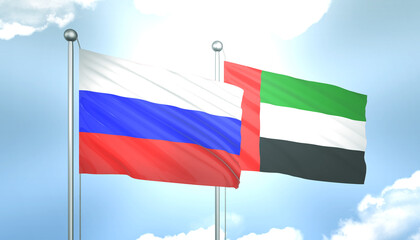 Russia and United Arab Emirates Flag Together