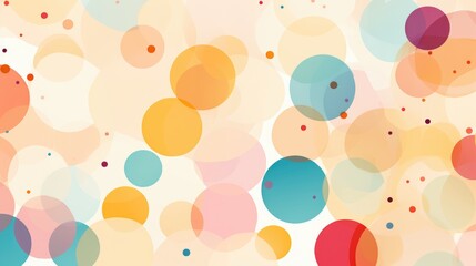 Abstract Polka Dots: Playful Overlapping Polka Dots in Various Colors and Sizes on Light Background