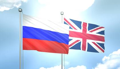 Russia and United Kingdom Flag Together A Concept of Realations