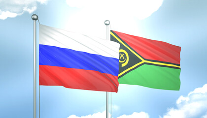 Russia and Vanuatu Flag Together A Concept of Realations