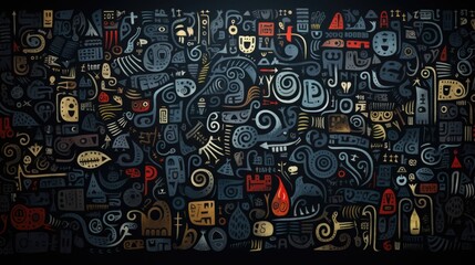 Chalkboard Scribbles: Chalkboard Background with Abstract Scribbles, Doodles, White and Pastel Chalk Marks