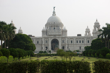 India Kolkata Victoria memorial on a cloudy winter day