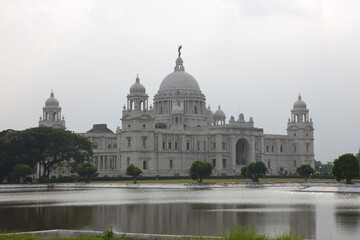 India Kolkata Victoria memorial on a cloudy winter day