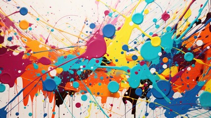Splattered Paint Chaos: Vibrant Chaotic Background with Bold Clashing Colors in Unpredictable Splattered Pattern