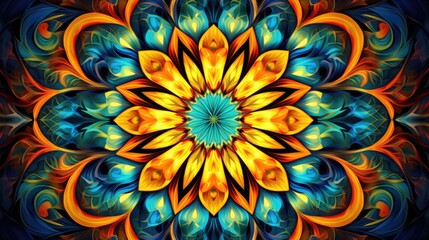 Kaleidoscopic Dreams: Mesmerizing Kaleidoscope Pattern with Bright, Saturated Colors and Symmetrical Shapes