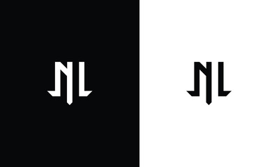 Initial NL monogram logo letter in black and white color.