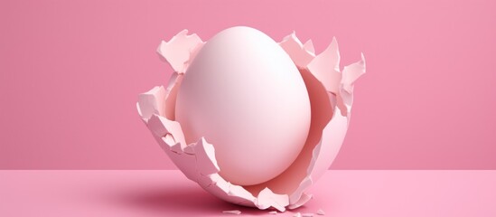 cooked Cracked egg pink background